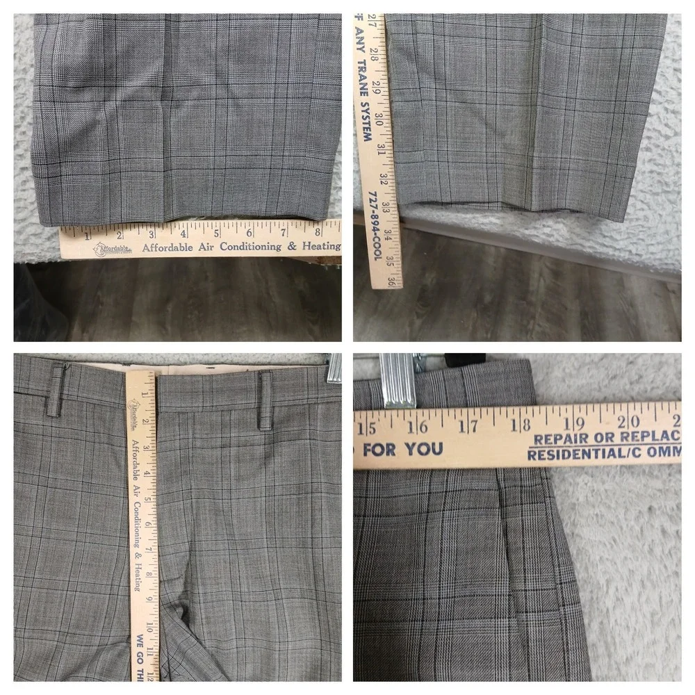 Banana Republic Pants Mens 35 Tailored Slim Fit‎ Grey Plaid Dress